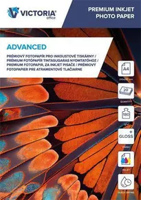 Fotografický papier "Advanced", do atramentovej tlačiarne, lesklý, A4, 180 g, VICTORIA 20 listov